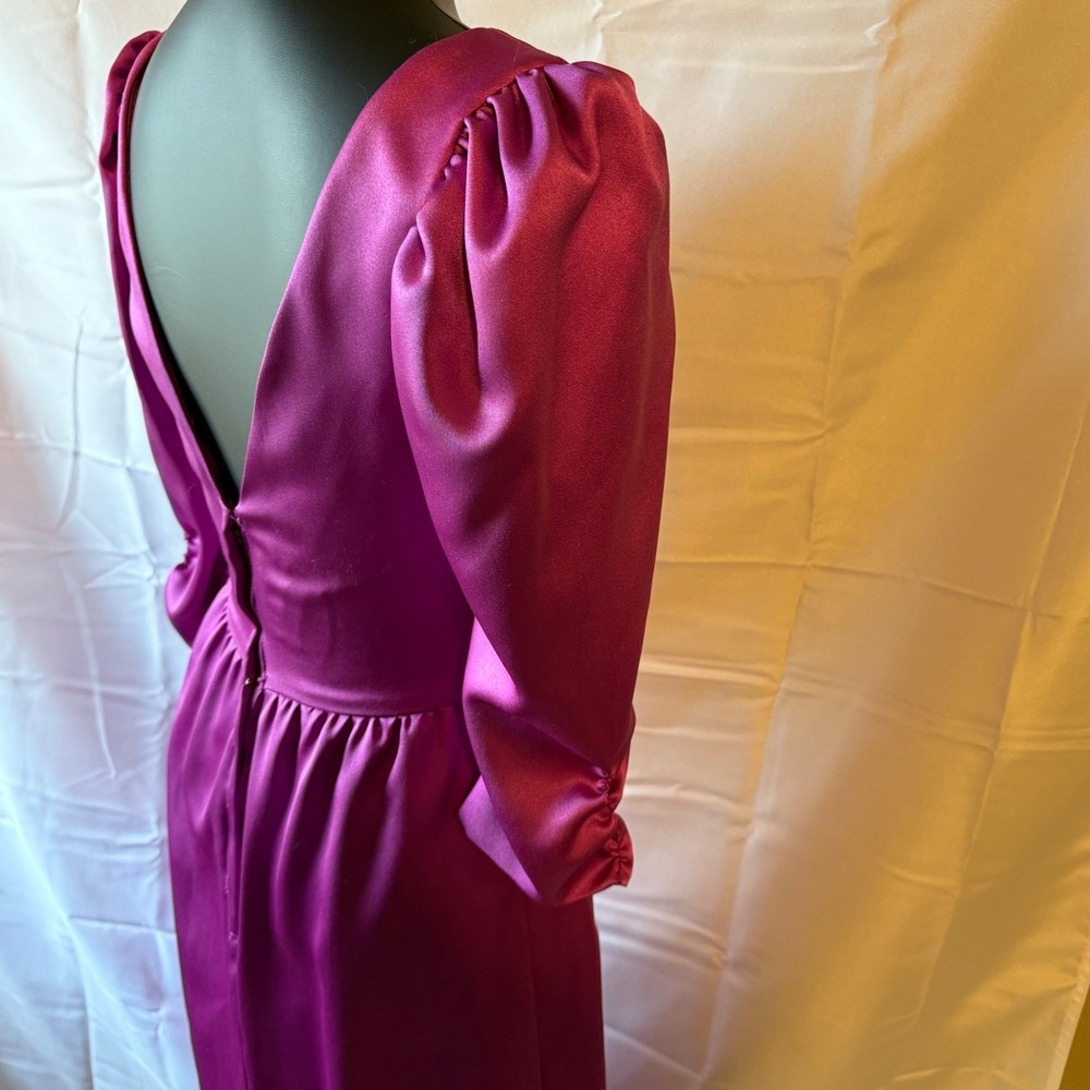 Vintage‎ House of Bianchi Satin Puff Sleeve Dress Prom Barbie Core Sz 10 READ - Picture 6 of 12